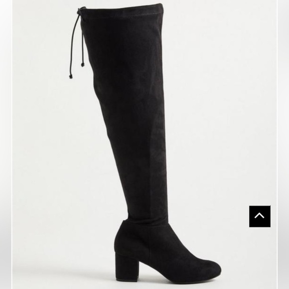 NWOB Torrid Black Faux Suede Stretch Over The Knee Heeled Boot Extra Wide - Picture 3 of 15